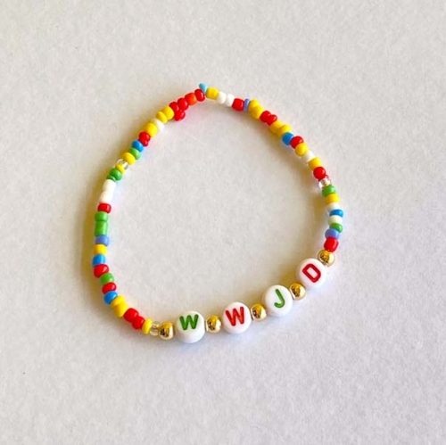 Pulsera WWJD Colores Primarios Abalorios
