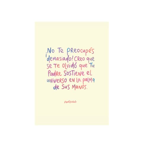 Tarjeta No te preocupes demasiado