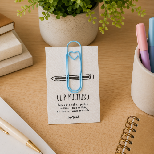 Clip para colocar lapicero, celeste