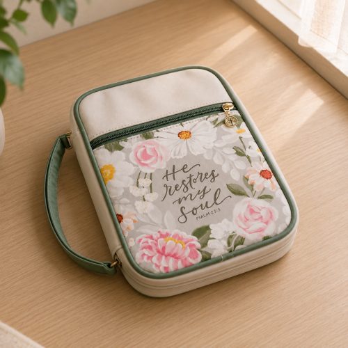 Estuche de Biblia “He restores my soul”