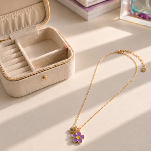 Collar “BFF” flor morada