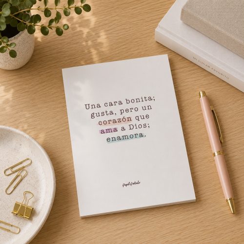 Tarjeta, “Un corazón que ama a Dios enamora”