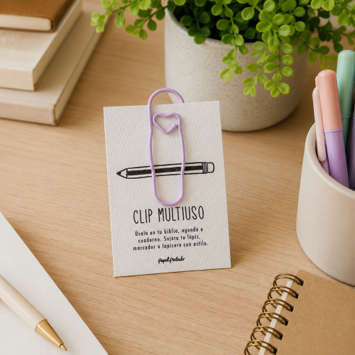Clip para colocar lapicero, lila