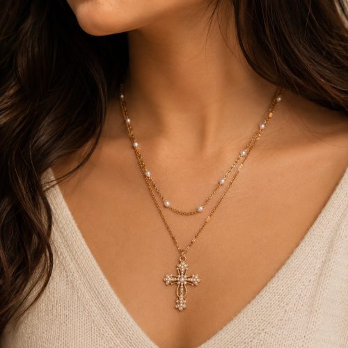 Collar Cruz Perlada