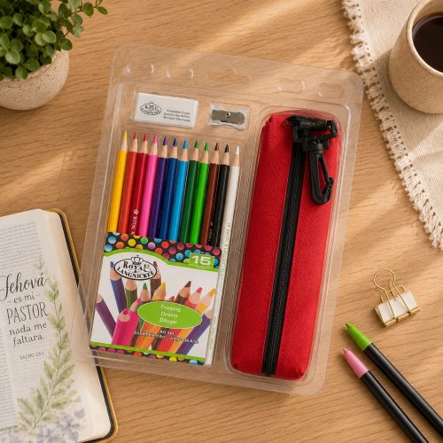 Kit de cartuchera y lápices, rojo