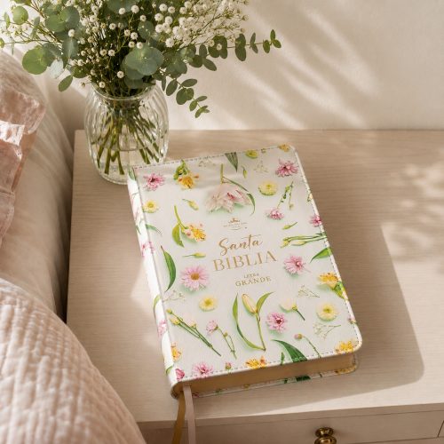 Biblia Supreme turquesa con flores RV60