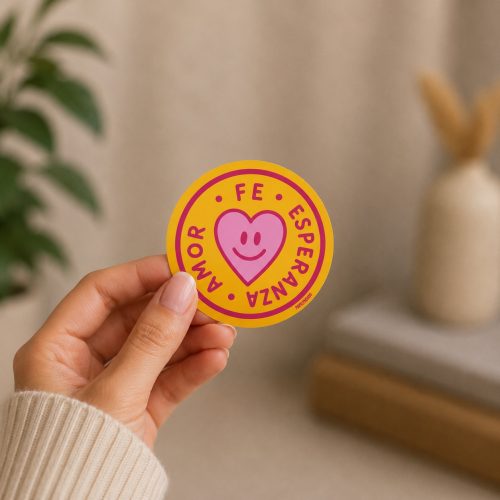 Sticker, “Fe esperanza amor”